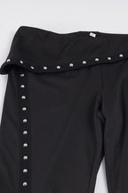 Stud Trim Foldover Waist Flare Pants