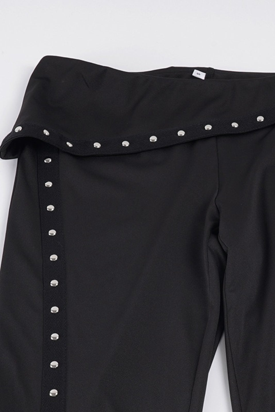 Stud Trim Foldover Waist Flare Pants