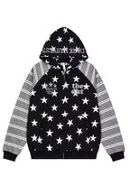 Star Body Stripe Sleeve Hoodies