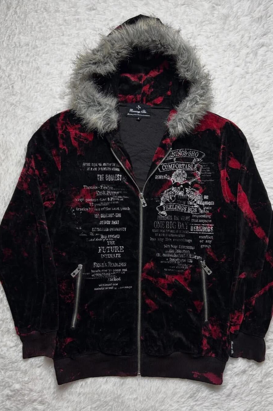 Vintage Dark Gothic Skull Print Zip-up Coat Main image