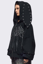 Eyelet Rabbit Ear Zip Hoodies