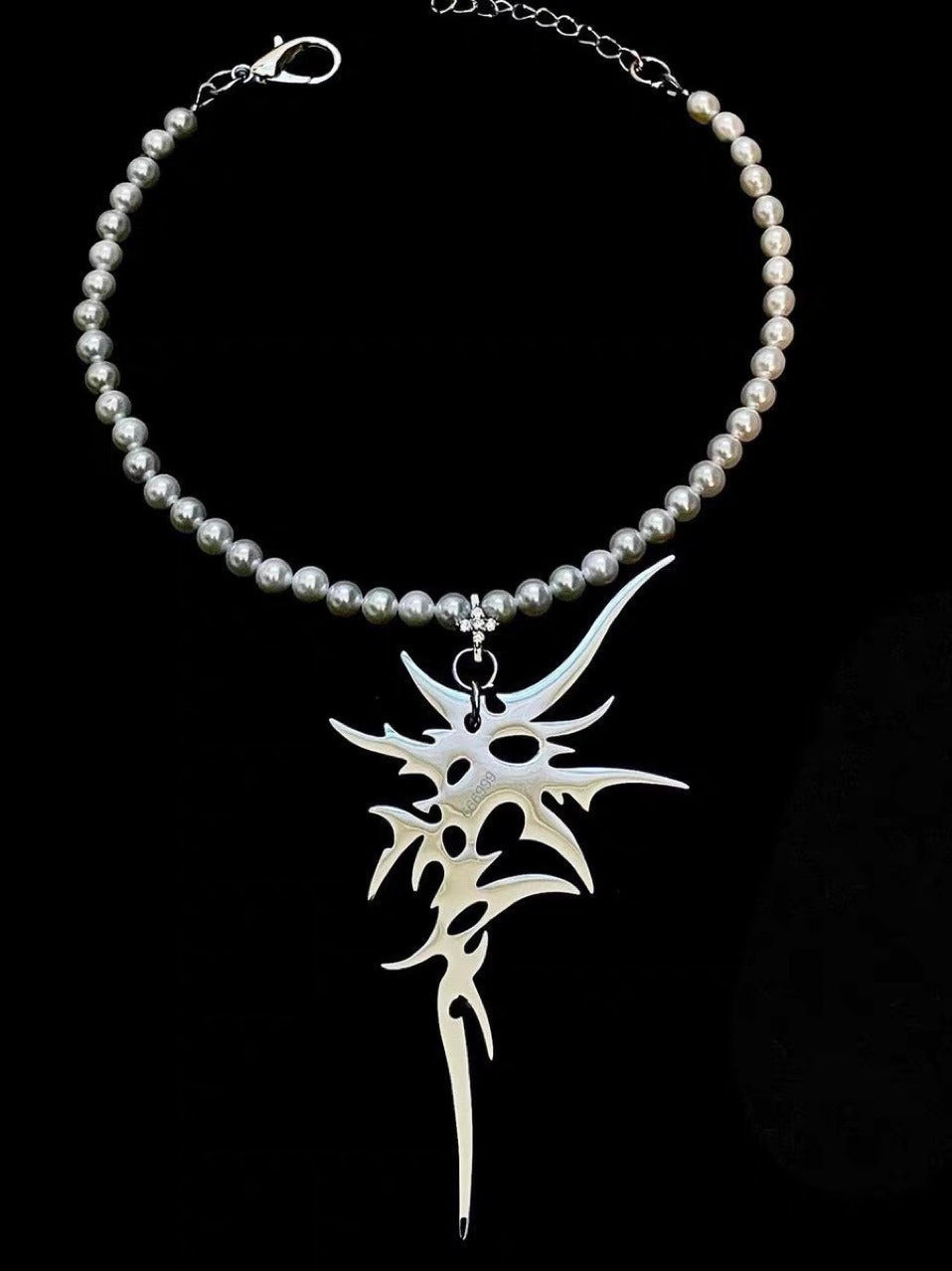 Cyber Gothic Thorn Pearl Necklace Secondary image