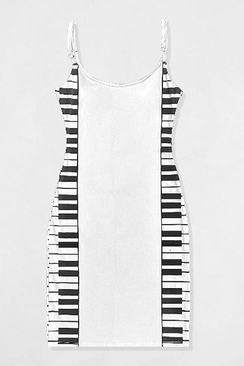 Street Style Music Note Print Slim Cami Mini Dress