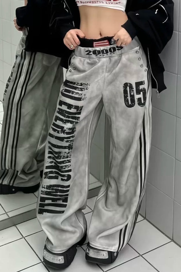 Double Waist Graphic Pants
