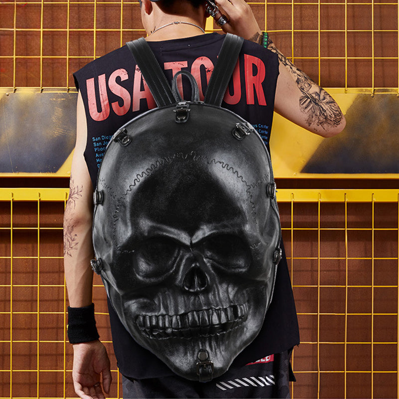 3D Skull Ghost Gothic Vintage Rivets Punk Travel Backpack Bag Halloween
