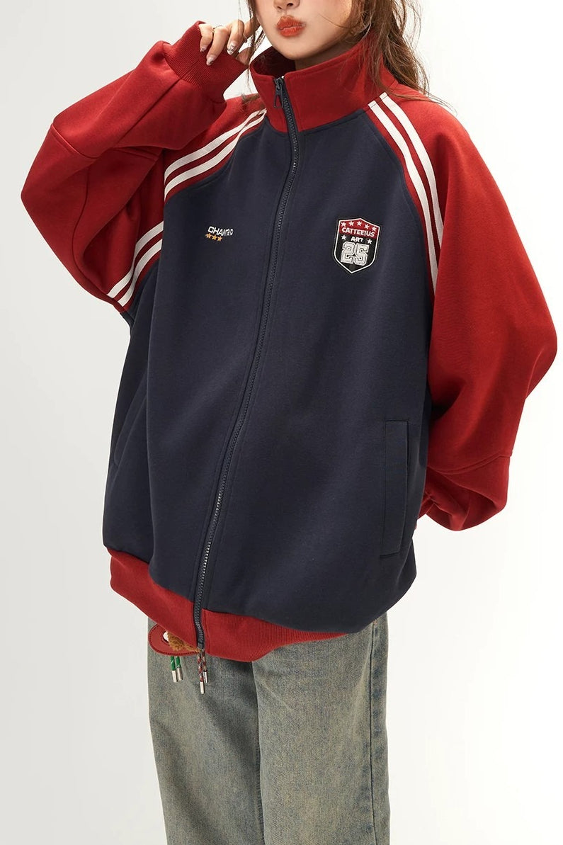 Contrast Raglan Stripe Track Jackets