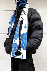 Punk Anime Skeleton Striped Knitted Scarf