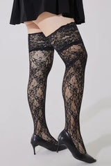 Plus Size Lace Fishnet Stretch Hollow Out Knee Socks