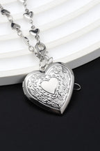Silver Vintage Carved Heart Gothic Necklace