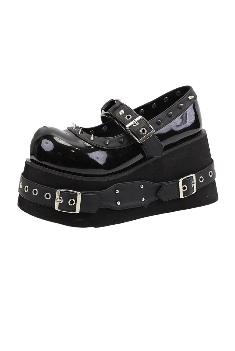 Studded Buckle Strap Platform Shoes