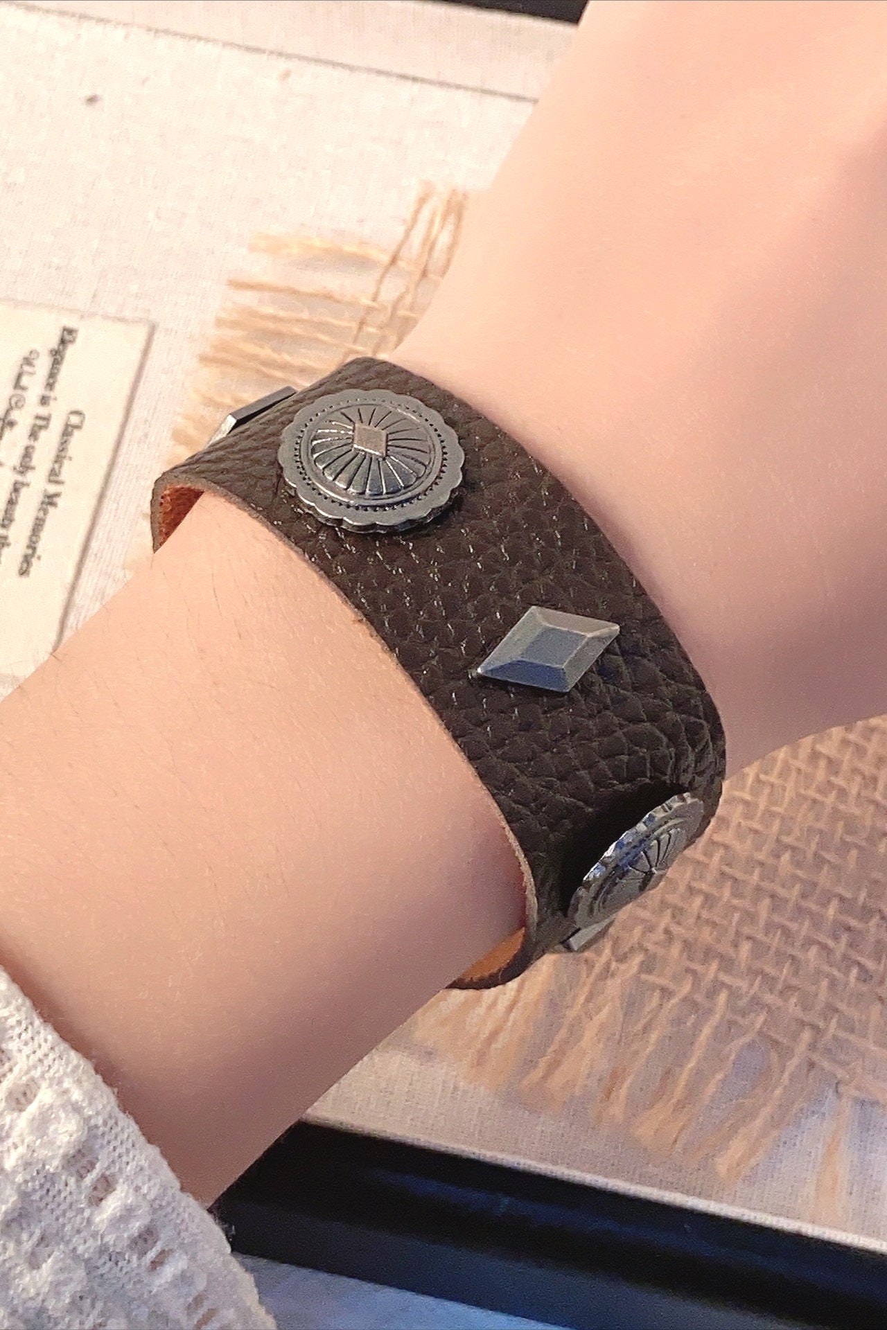Retro Embossed Leather Bracelet Secondary image