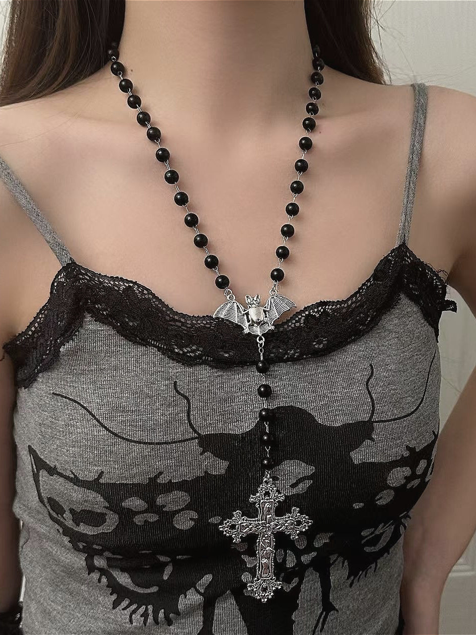 Black Cross Stackable Necklace Secondary image