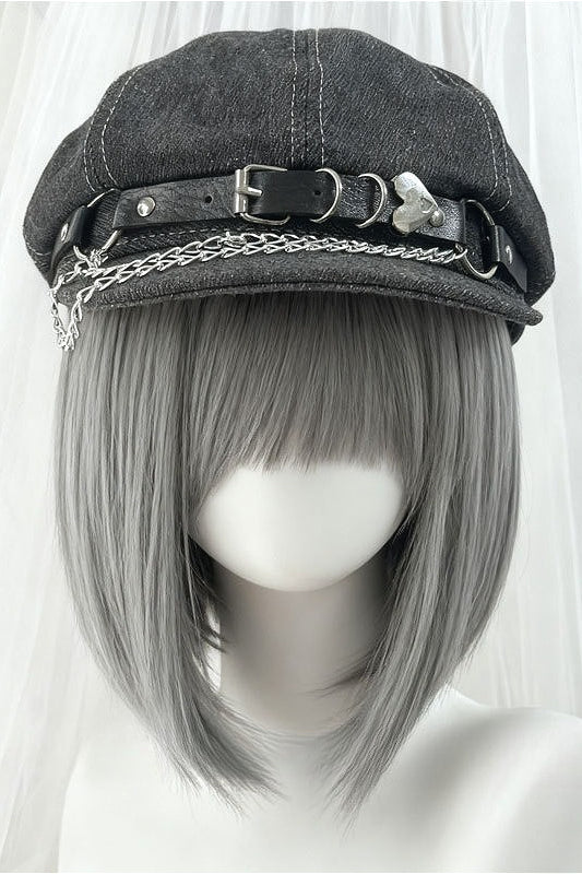 Y2K Metallic Cool Denim Beret Hat