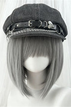 Y2K Metallic Cool Denim Beret Hat
