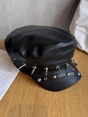 Street Rivet Leather Punk Hat