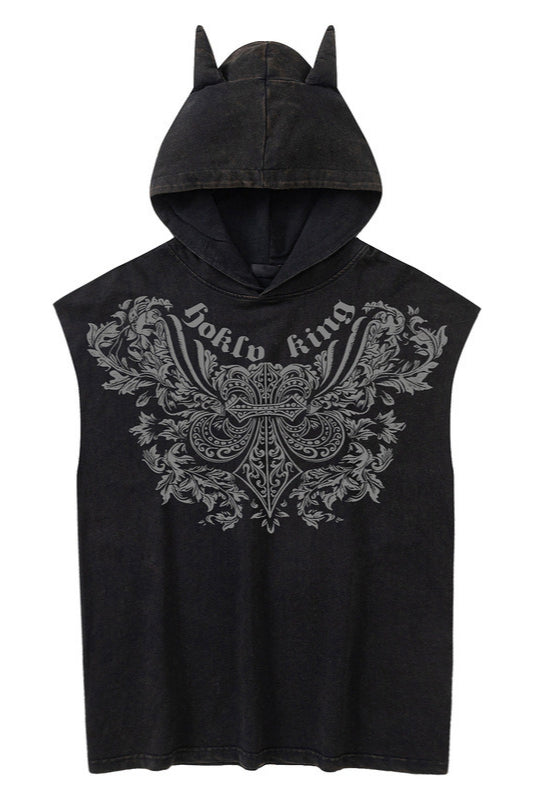 Hooded Graphic Sleeveless Tank Top Main image