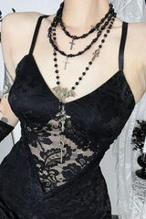 Gothic Vintage Lace Split See Through Maxi Dress