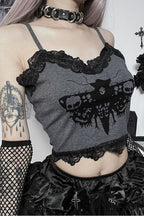 Dark Moth Print Lace Splice Cami
