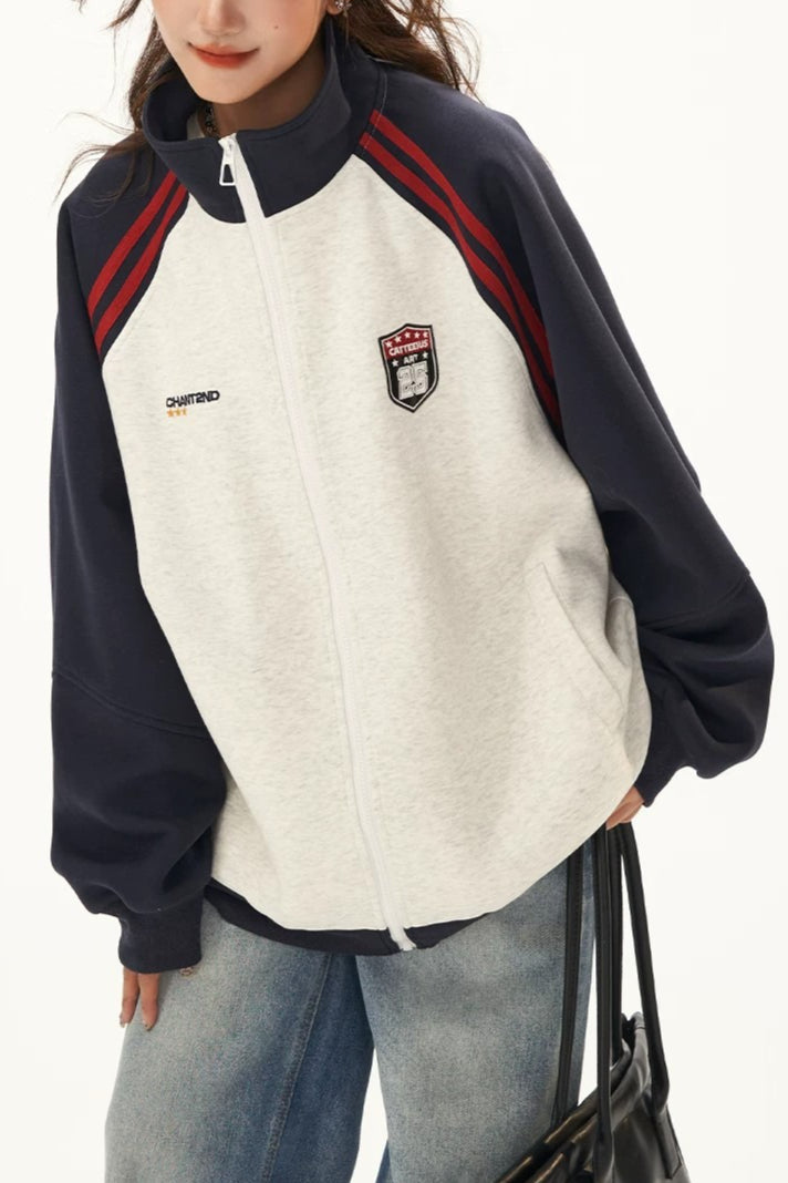 Contrast Raglan Stripe Track Jackets