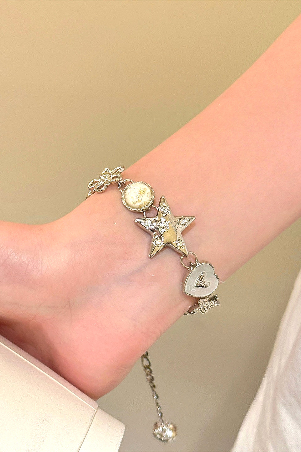 Sweet Y2K Star Floral Patchwork Chain Bracelet