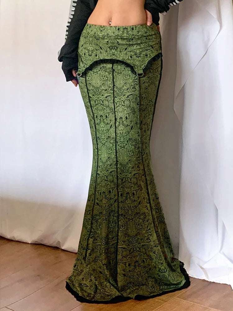 Vintage Lace Trim Mermaid Skirt