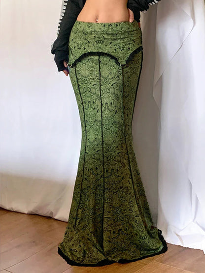 Vintage Lace Trim Mermaid Skirt