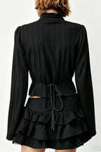 Ruffle Neck Button Front Coats