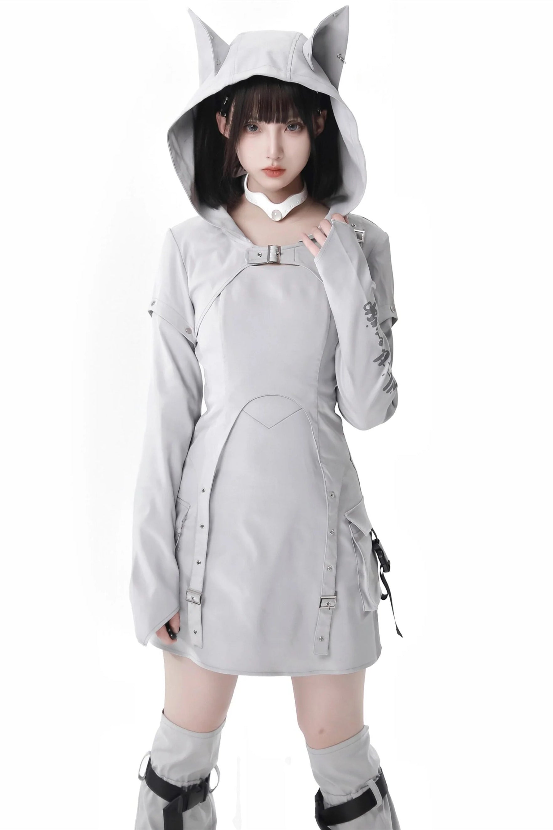 Cyber Techwear Wolf Girl Mini Dress Main image