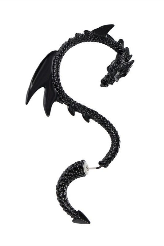Winged Dragon Curved Cuff Earrings