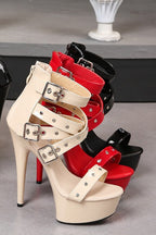 Studded Strappy Platform Stiletto Sandals