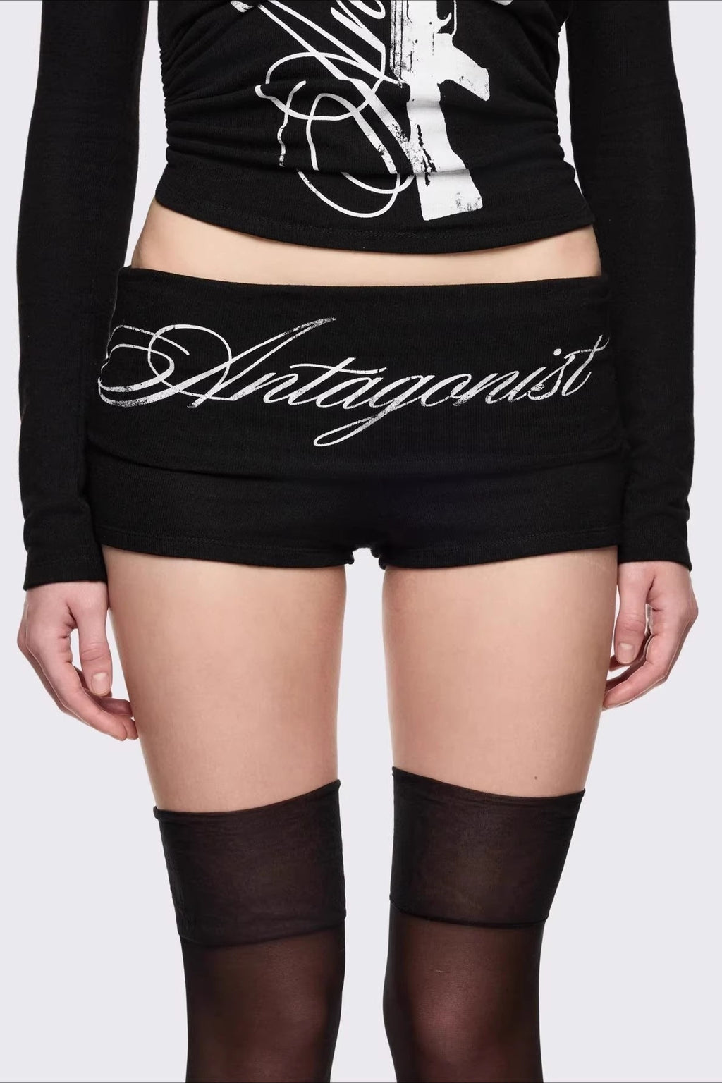 Script Front Graphic Print Shorts