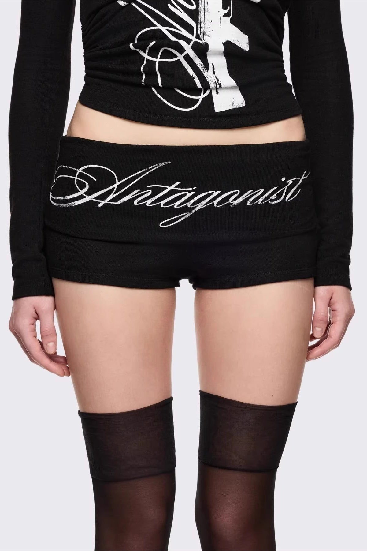 Script Front Graphic Print Shorts