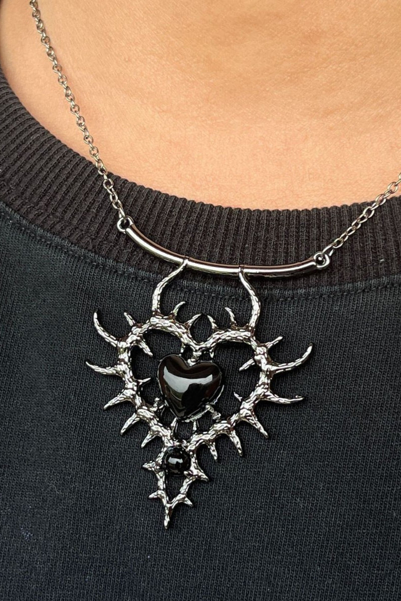 Gothic Thorn Heart Rhinestone Necklace Secondary image