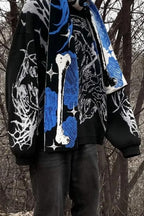 Punk Anime Skeleton Striped Knitted Scarf