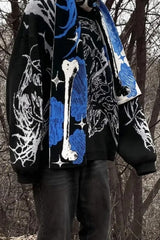 Punk Anime Skeleton Striped Knitted Scarf