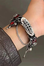 Gothic Black Leather Cuff Bracelet