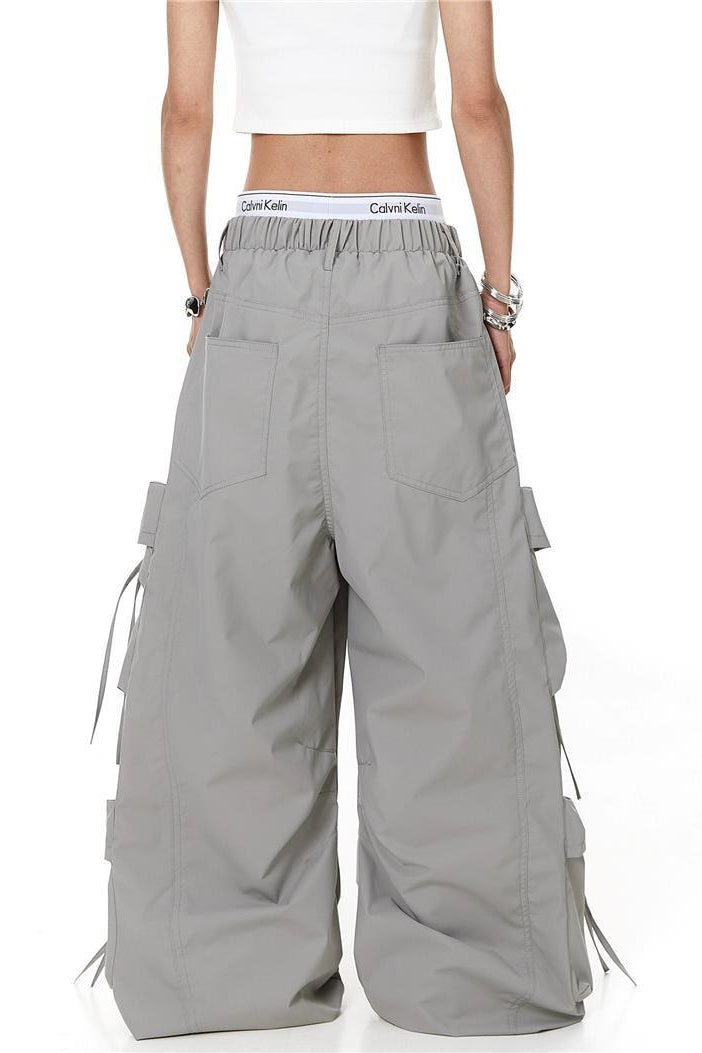 Embroidered Drawstring Cargo Pants
