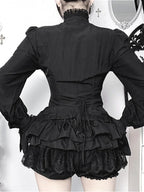 Gothic High Neck Ruffle Trim Blouse