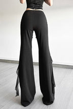 Cascading Ruffle Black Flared Pants