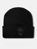 Punk Embroidered Skull Knit Hat