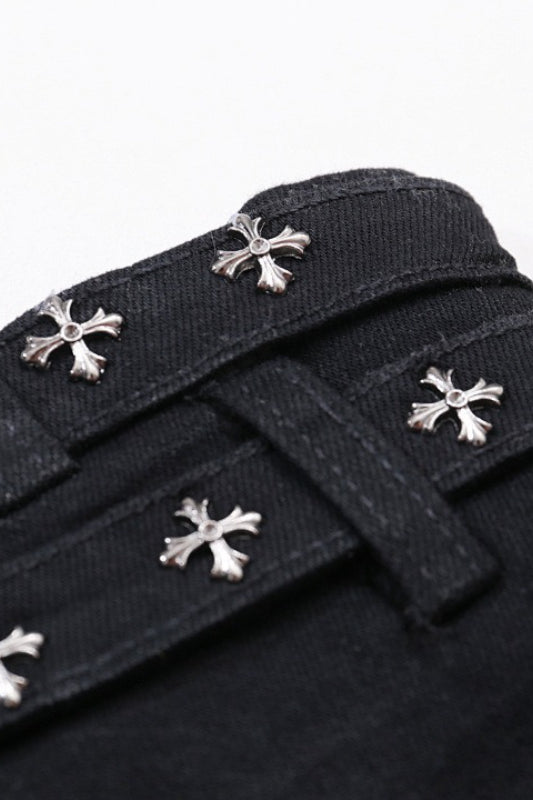 Studded Pleated Mini Skirt