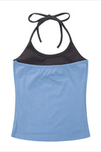 Color Block Printed Layered Slim Halter Top
