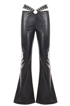 Metal Detail Flared Leather Pants