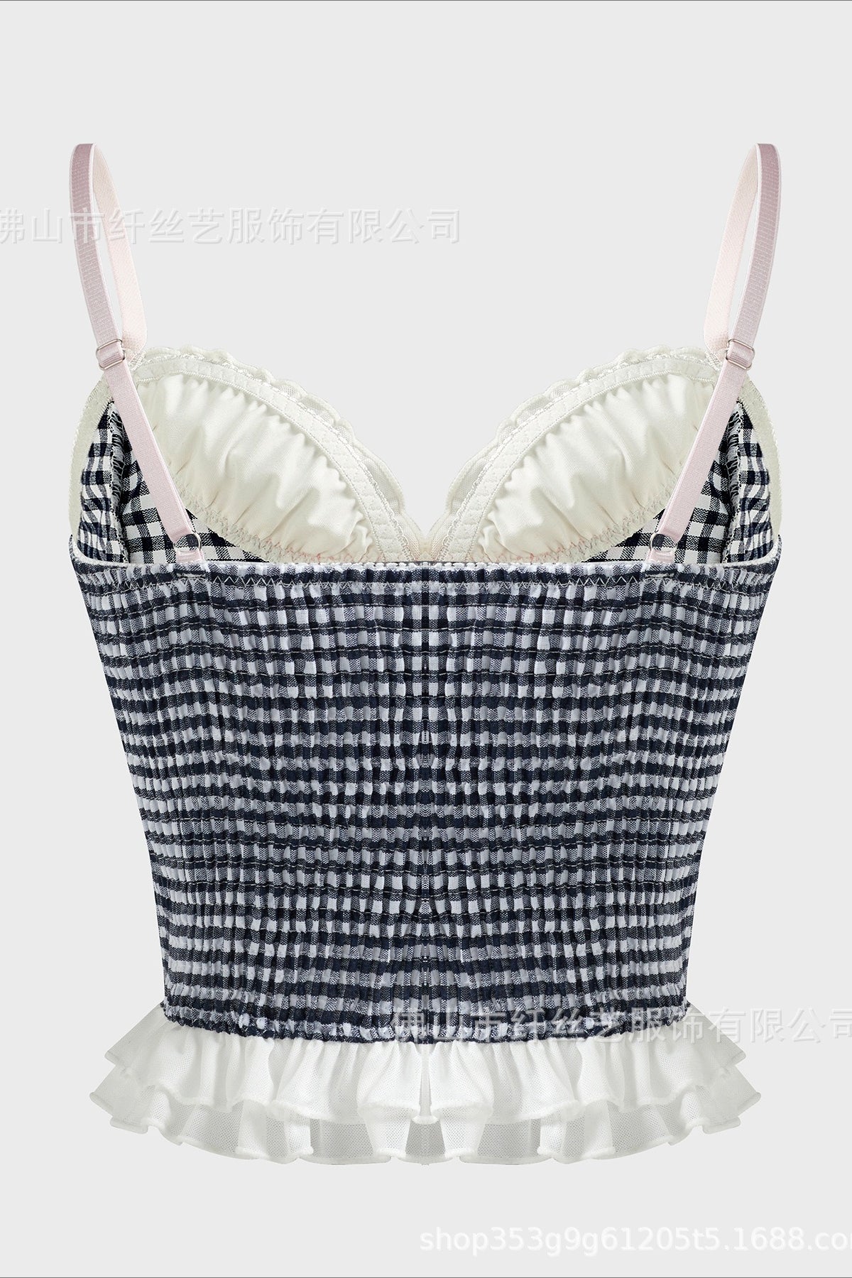 Gingham Lace Up Ruffle Tank Top Secondary image