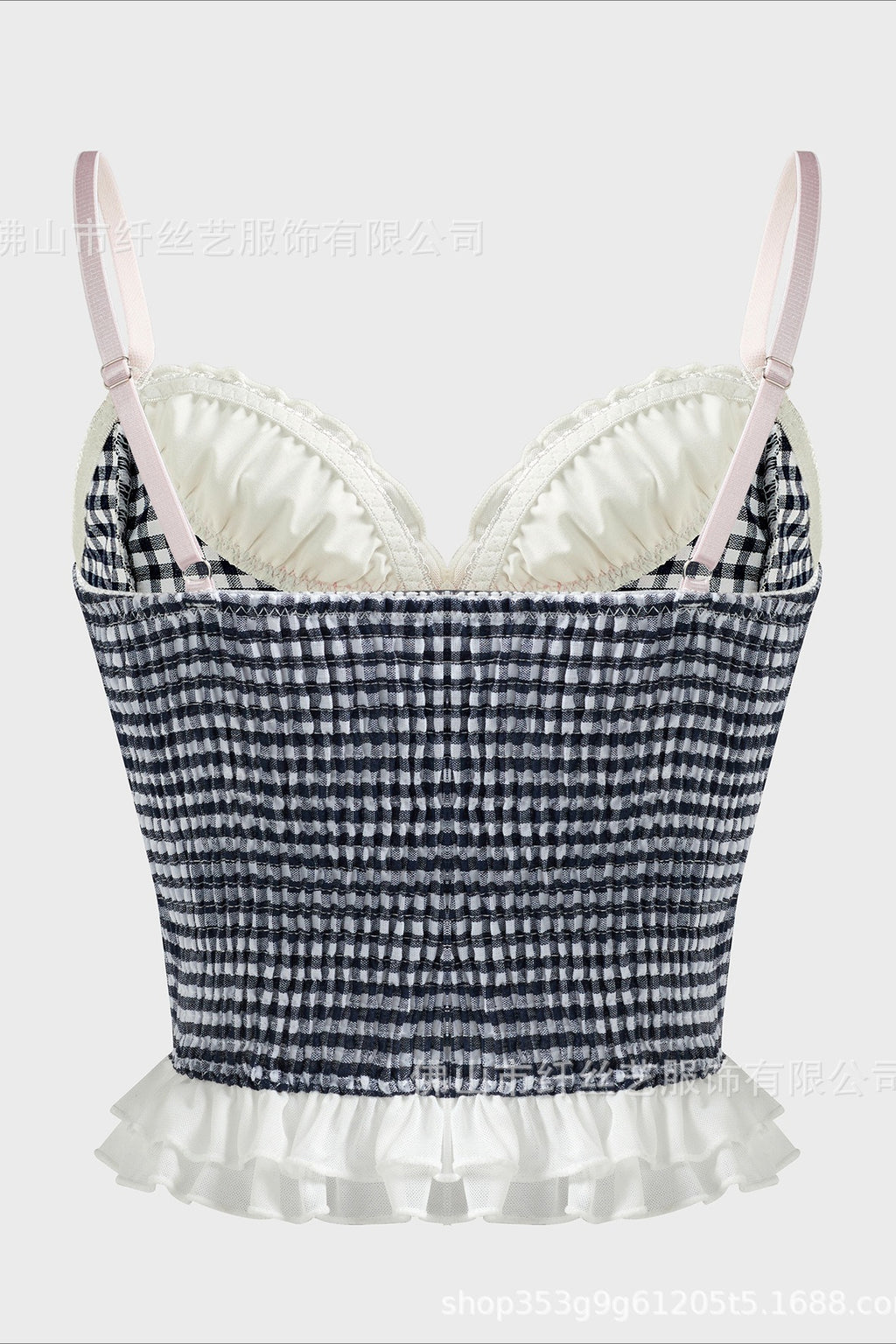 Gingham Lace Up Ruffle Tank Top