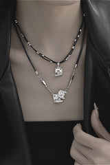 Street Minimalist Poker Card Leather Cord Necklace