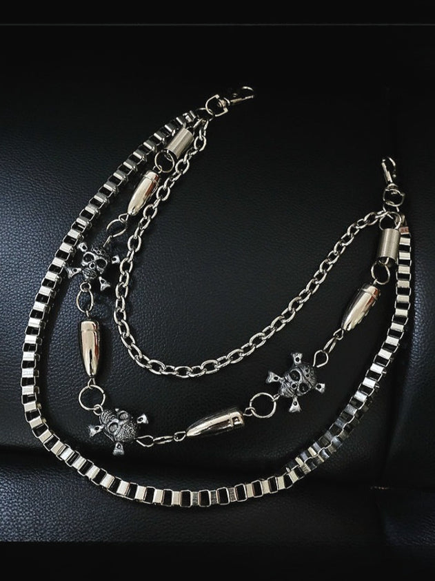Double Layer Skull Metal Waist Chain