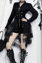Gothic Ruffle Trim Patchwork Blouse