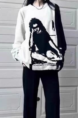 Streetwear Faux Mink Guitar Knit Sweater Secondary image