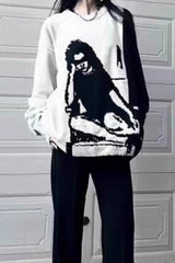 Streetwear Faux Mink Guitar Knit Sweater